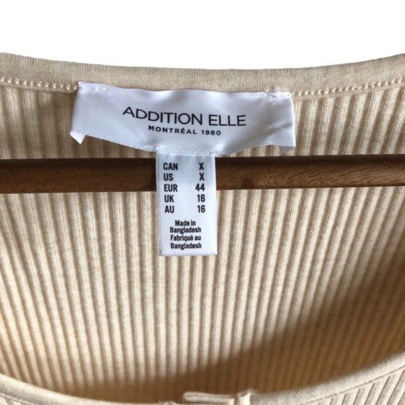 Addition Elle Henley Top Size 0X Oatmeal Ribbed - Picture 4 of 7